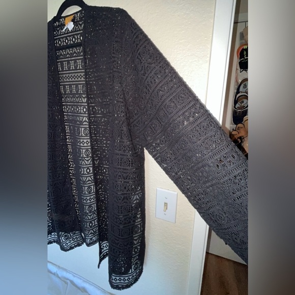 NWOT Ruby Rd. Women’s Black Open-Front Beachy Crochet Swim Cover-Up SIZE 1X - Picture 2 of 5